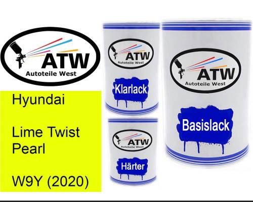 Hyundai, Lime Twist Pearl, W9Y (2020): 500ml Lackdose + 500ml Klarlack + 250ml Härter - Set, von ATW Autoteile West.